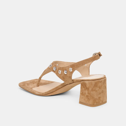 Dolce Vita SHOES Yves Stud Lt Brown Suede Heels