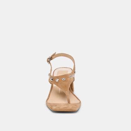 Dolce Vita SHOES Yves Stud Lt Brown Suede Heels