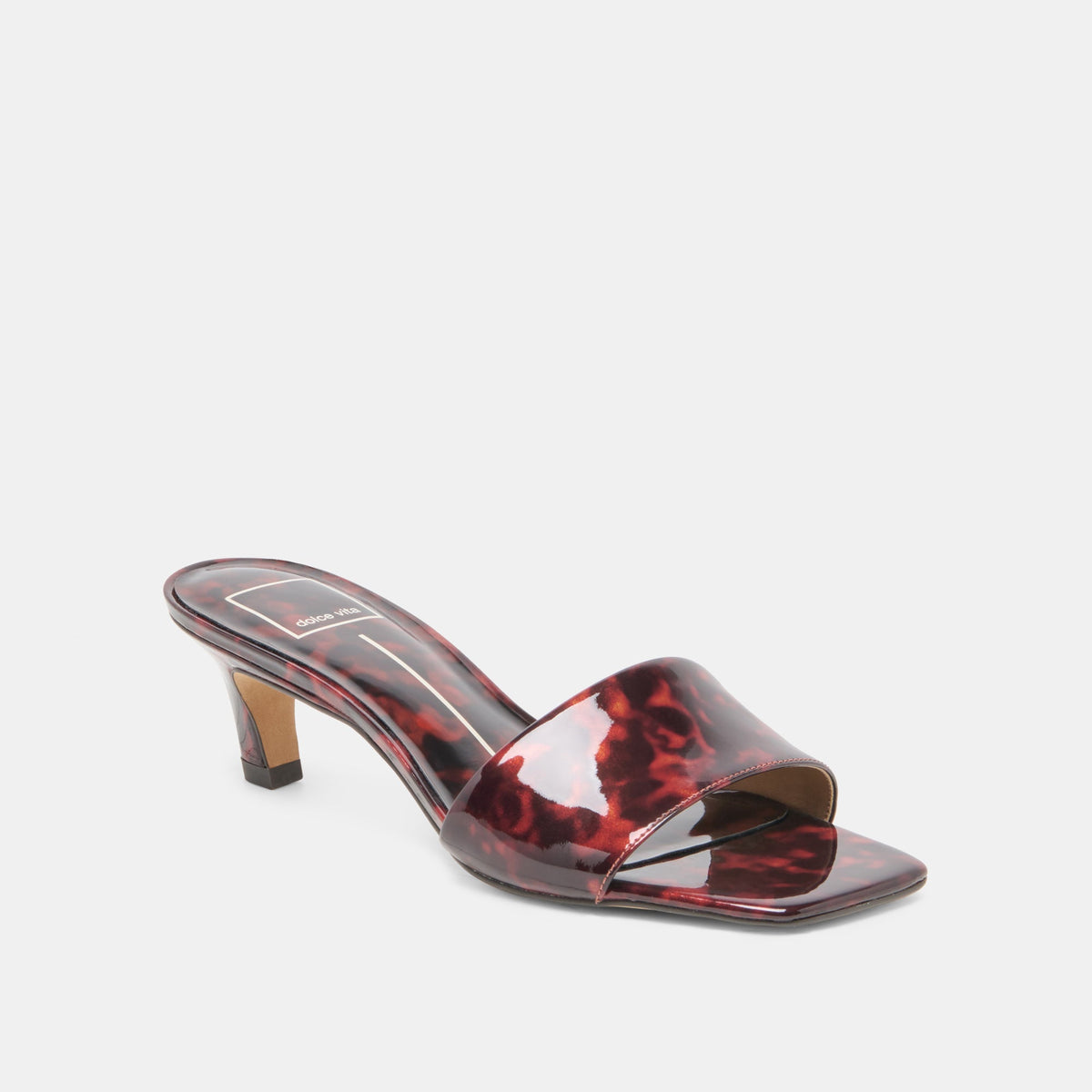 Dolce Vita SHOES REXA Tortoise Patent Leather Kitten Heels