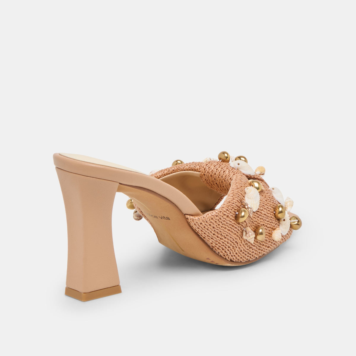 Dolce Vita SHOES Tylah Toffee Beaded Raffia Heels