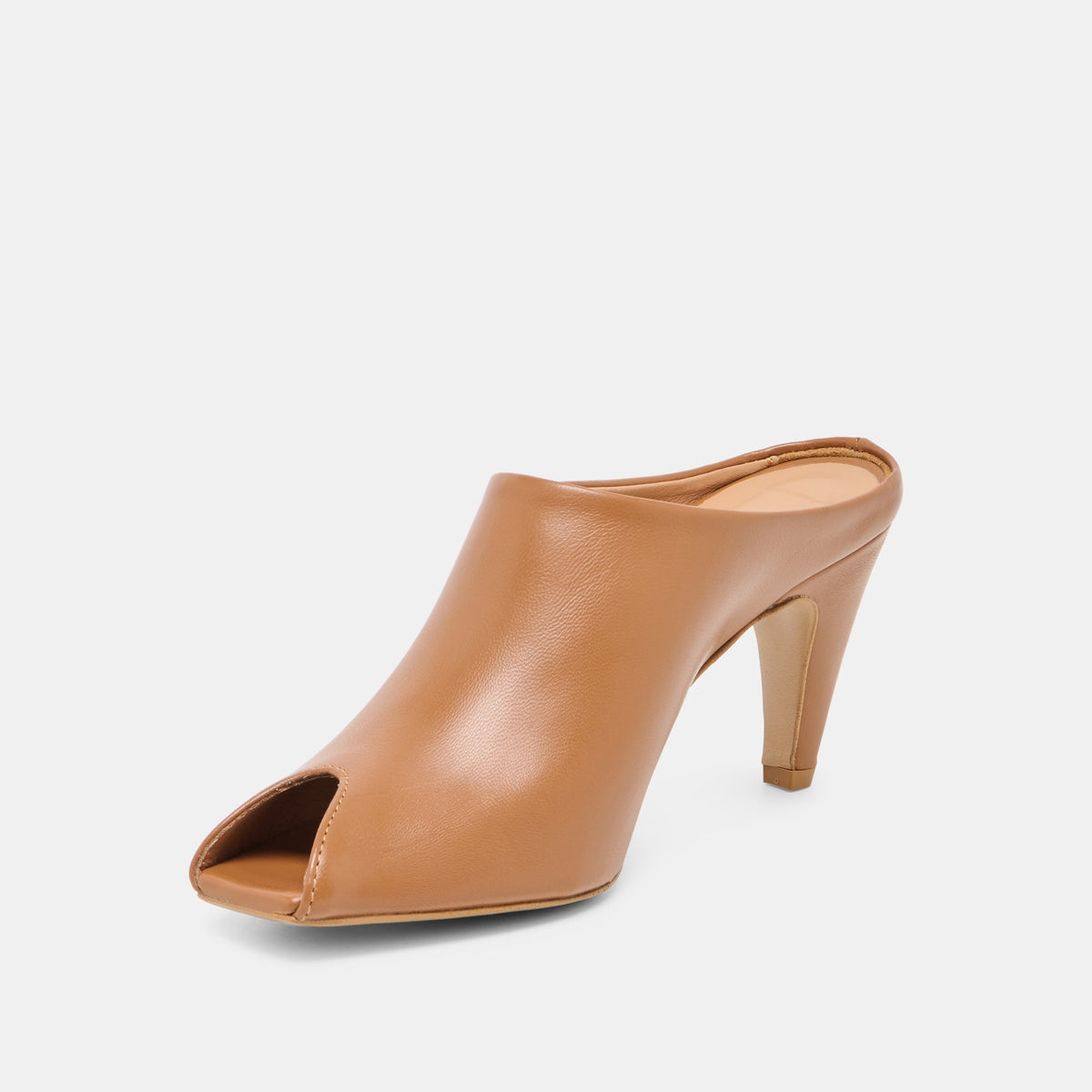 Dolce Vita SHOES MERY Brown Leather Peep-Toe Heels