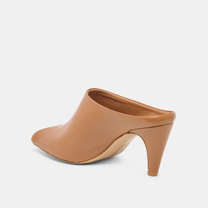 Dolce Vita SHOES MERY Brown Leather Peep-Toe Heels
