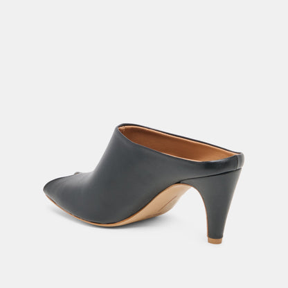 Dolce Vita SHOES MERY Black Leather Peep-Toe Heels
