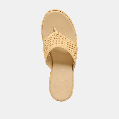 Dolce Vita SHOES RIPPLE Lt Natural Raffia Platform Thong Block Heel