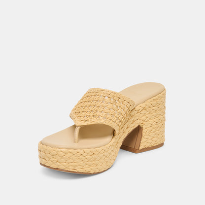 Dolce Vita SHOES RIPPLE Lt Natural Raffia Platform Thong Block Heel