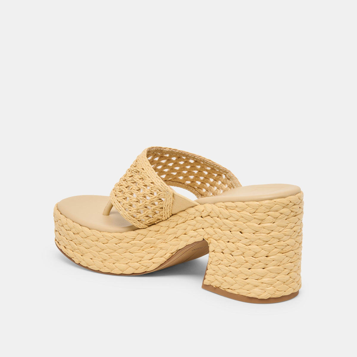 Dolce Vita SHOES RIPPLE Lt Natural Raffia Platform Thong Block Heel