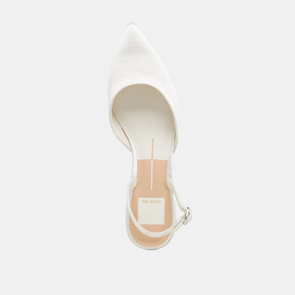 Dolce Vita SHOES Carel Wide True White Satin Heels