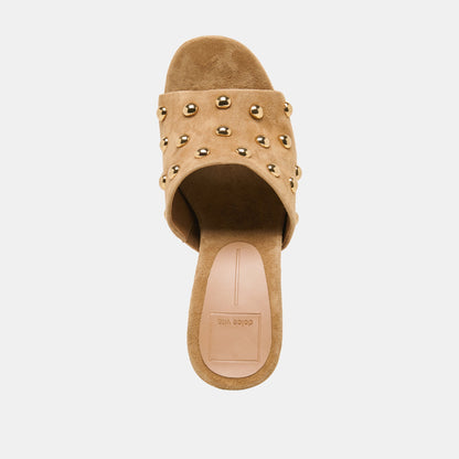 Dolce Vita SHOES Holta Stud Lt Brown Suede Wedges