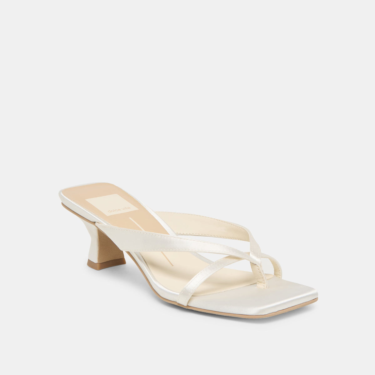 Dolce Vita SHOES Brevel Wide True White Satin Heels