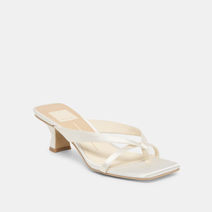 Dolce Vita SHOES Brevel Wide True White Satin Heels