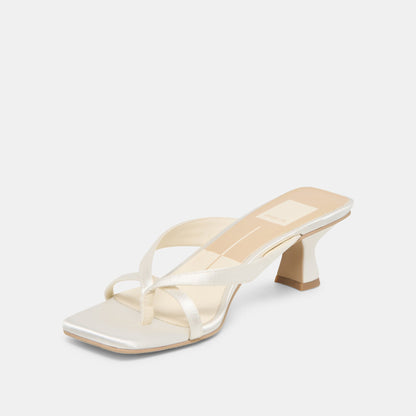 Dolce Vita SHOES Brevel Wide True White Satin Heels