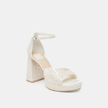 Dolce Vita SHOES PANDRO PEARL HEELS TRUE WHITE SATIN
 – Dolce Vita