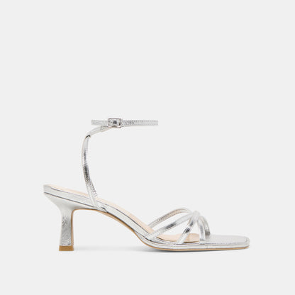 Dolce Vita SHOES Manji Silver Metallic Leather Heels