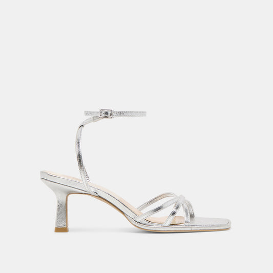 Dolce Vita SHOES Manji Silver Metallic Leather Heels