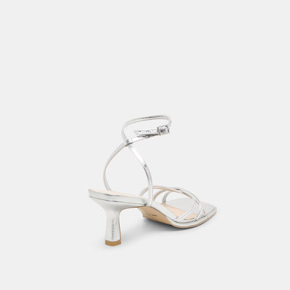 Dolce Vita SHOES Manji Silver Metallic Leather Heels