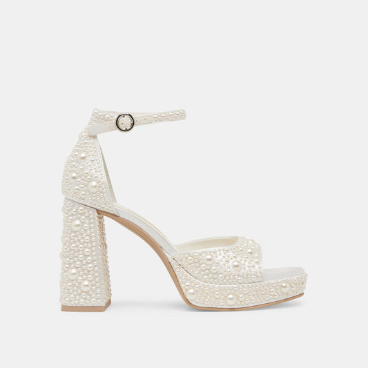 Dolce Vita SHOES PANDRO PEARL WIDE HEELS TRUE WHITE SATIN
 – Dolce Vita