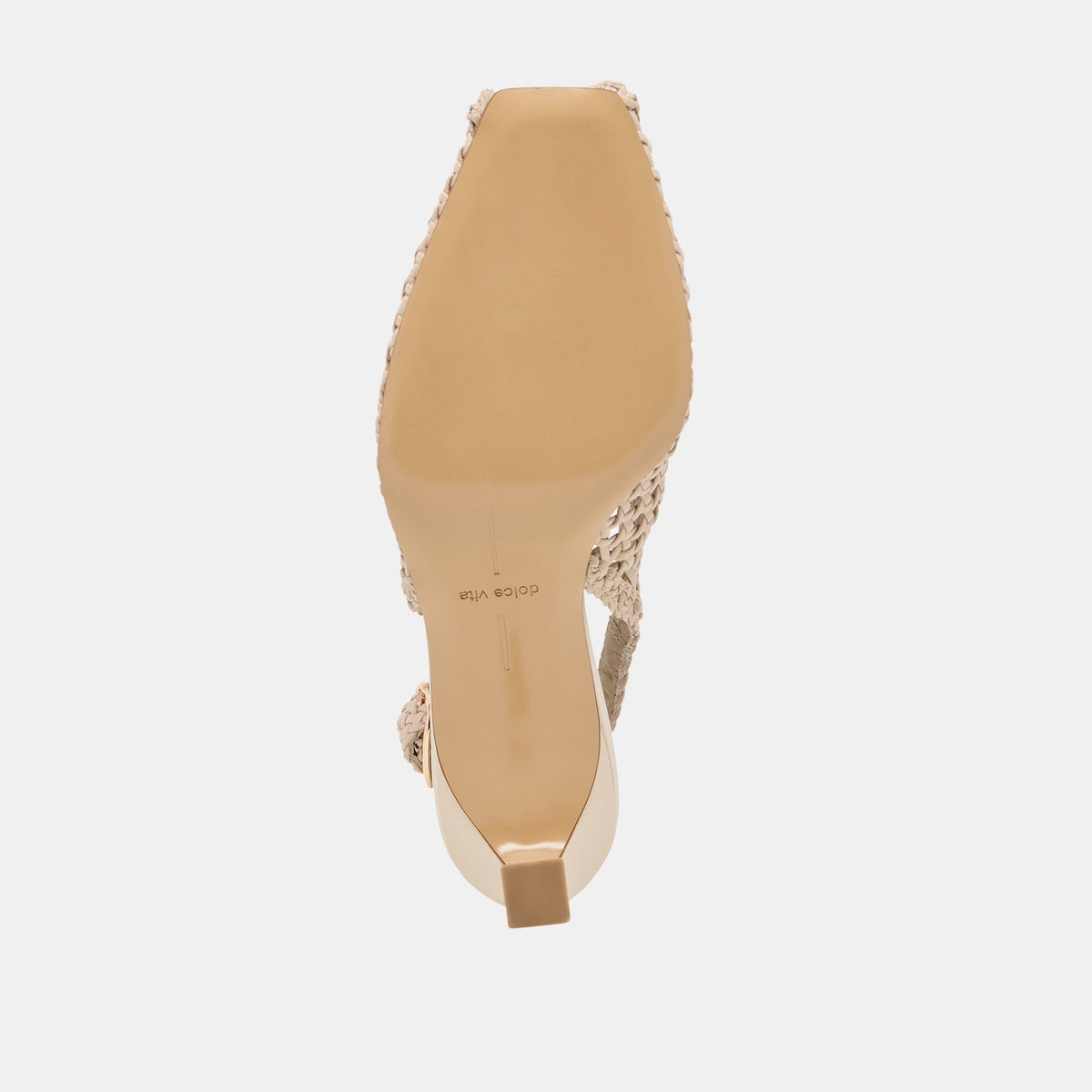 Dolce Vita SHOES REMLA Bone Woven Leather Peep-Toe Kitten Heel