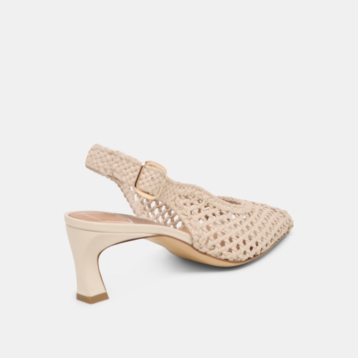Dolce Vita SHOES REMLA Bone Woven Leather Peep-Toe Kitten Heel