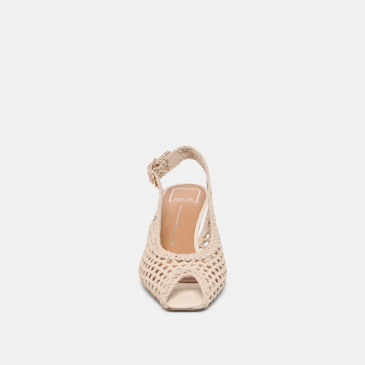 Dolce Vita SHOES REMLA Bone Woven Leather Peep-Toe Kitten Heel