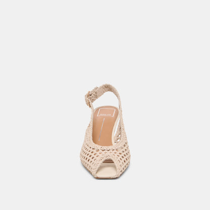 Dolce Vita SHOES REMLA Bone Woven Leather Peep-Toe Kitten Heel