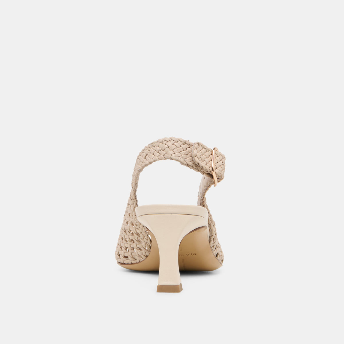 Dolce Vita SHOES REMLA Bone Woven Leather Peep-Toe Kitten Heel
