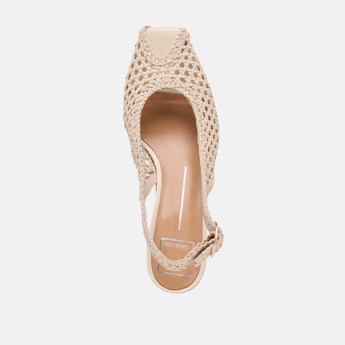 Dolce Vita SHOES REMLA Bone Woven Leather Peep-Toe Kitten Heel