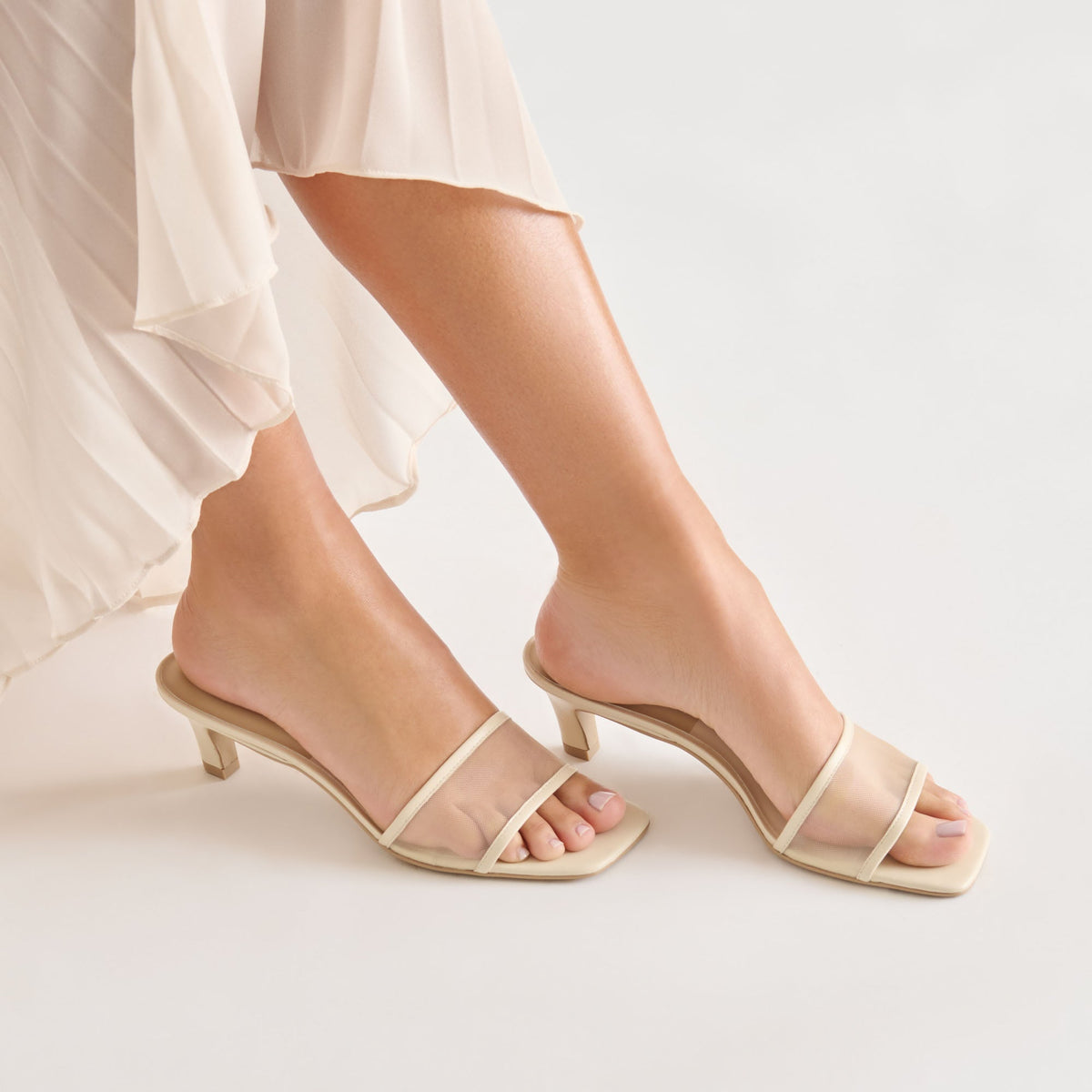 Dolce Vita SHOES Rexa Mesh Creme Mesh Heels