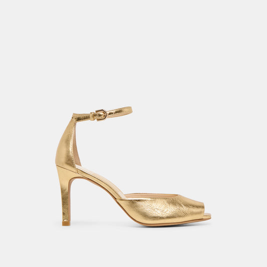 Dolce Vita SHOES Serlo Gold Crinkle Patent Heels