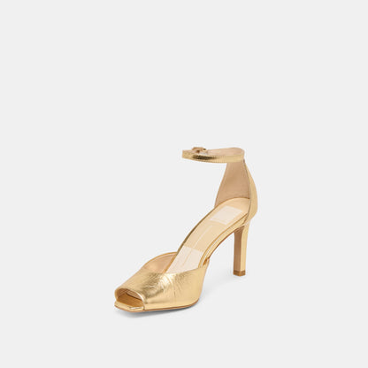Dolce Vita SHOES Serlo Gold Crinkle Patent Heels