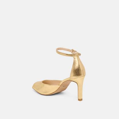 Dolce Vita SHOES Serlo Gold Crinkle Patent Heels