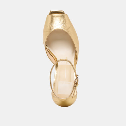 Dolce Vita SHOES Serlo Gold Crinkle Patent Heels