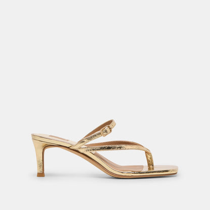 Dolce Vita SHOES Biaga Gold Distressed Leather Heels