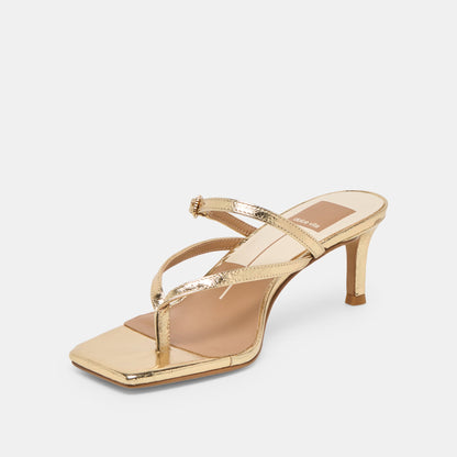 Dolce Vita SHOES Biaga Gold Distressed Leather Heels
