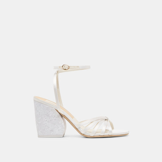 Dolce Vita SHOES Ronica True White Satin Heels
