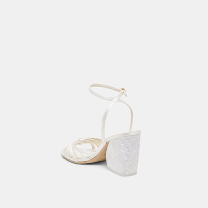 Dolce Vita SHOES Ronica True White Satin Heels
