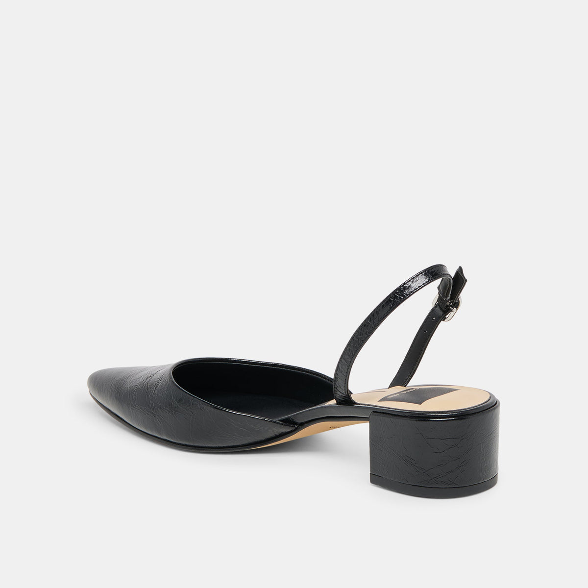 Dolce Vita SHOES Carel Wide Midnight Crinkle Patent Leather Heels