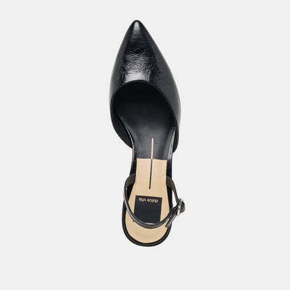 Dolce Vita SHOES Carel Wide Midnight Crinkle Patent Leather Heels