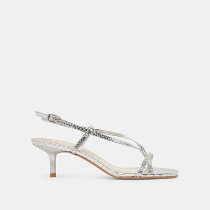 Dolce Vita SHOES LAURY HEELS SILVER EMBOSSED LEATHER
 – Dolce Vita