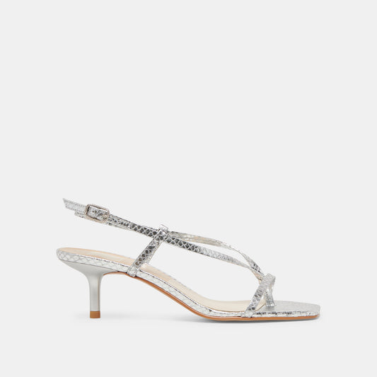 Dolce Vita SHOES LAURY HEELS SILVER EMBOSSED LEATHER
 – Dolce Vita