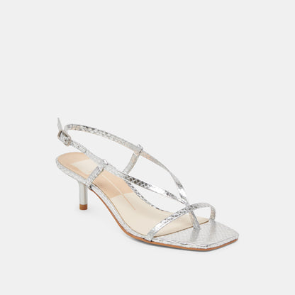 Dolce Vita SHOES LAURY HEELS SILVER EMBOSSED LEATHER
 – Dolce Vita