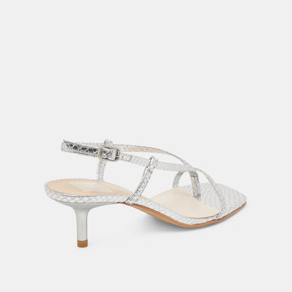 Dolce Vita SHOES LAURY HEELS SILVER EMBOSSED LEATHER
 – Dolce Vita