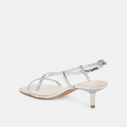 Dolce Vita SHOES LAURY HEELS SILVER EMBOSSED LEATHER
 – Dolce Vita
