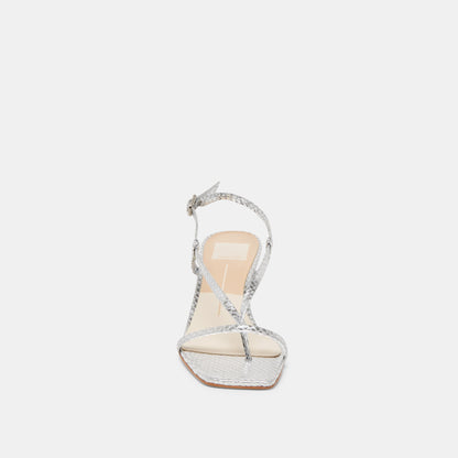 Dolce Vita SHOES LAURY HEELS SILVER EMBOSSED LEATHER
 – Dolce Vita