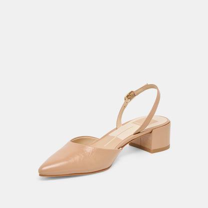 Dolce Vita SHOES Carel Lt Tan Crinkle Patent Leather Heels