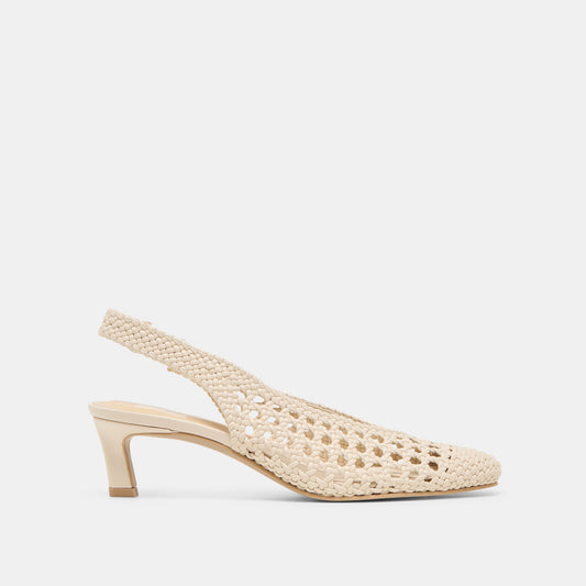 Dolce Vita SHOES Fawne Creme Woven Stella Heels