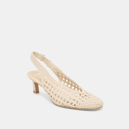 Dolce Vita SHOES Fawne Creme Woven Stella Heels