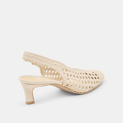 Dolce Vita SHOES Fawne Creme Woven Stella Heels