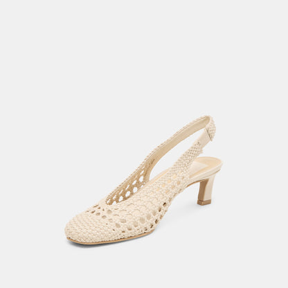 Dolce Vita SHOES Fawne Creme Woven Stella Heels