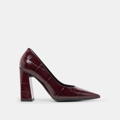 Dolce Vita SHOES Misty Burgundy Croco Embossed Leather Heels