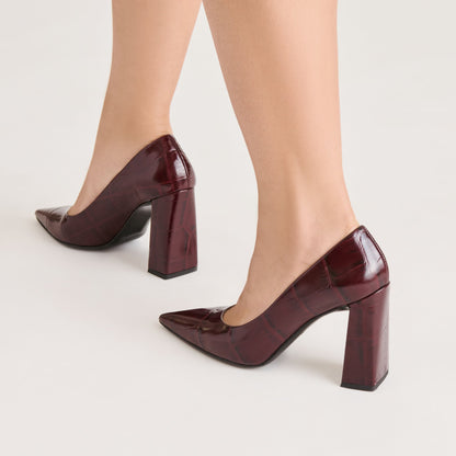 Dolce Vita SHOES Misty Burgundy Croco Embossed Leather Heels